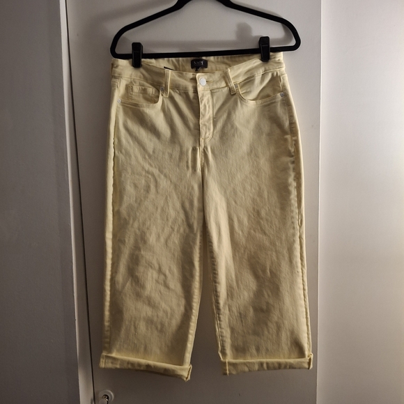 NYDJ Women's Light Yellow Denim Cropped Capris Pants - Picture 1 of 9